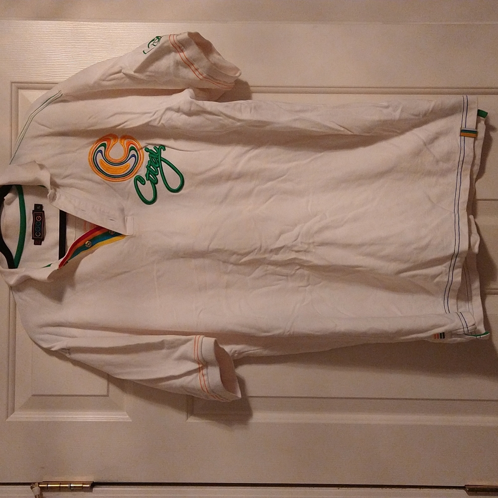 Men's polo COOGI XL white with multiple colors shirt